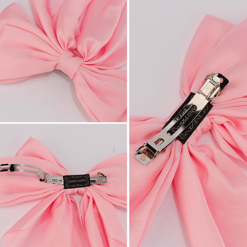 كافتي مجموعة CAVETEE من 3 قطع من ربطات الشعر الكبيرة للنساء، إكسسوارات ربطات شعر من الساتان الحريري، شرائط شعر، ربطات شعر طويلة كبيرة الحجم، مشابك شعر للنساء والفتيات (أسود/بيج/وردي) - Image 3